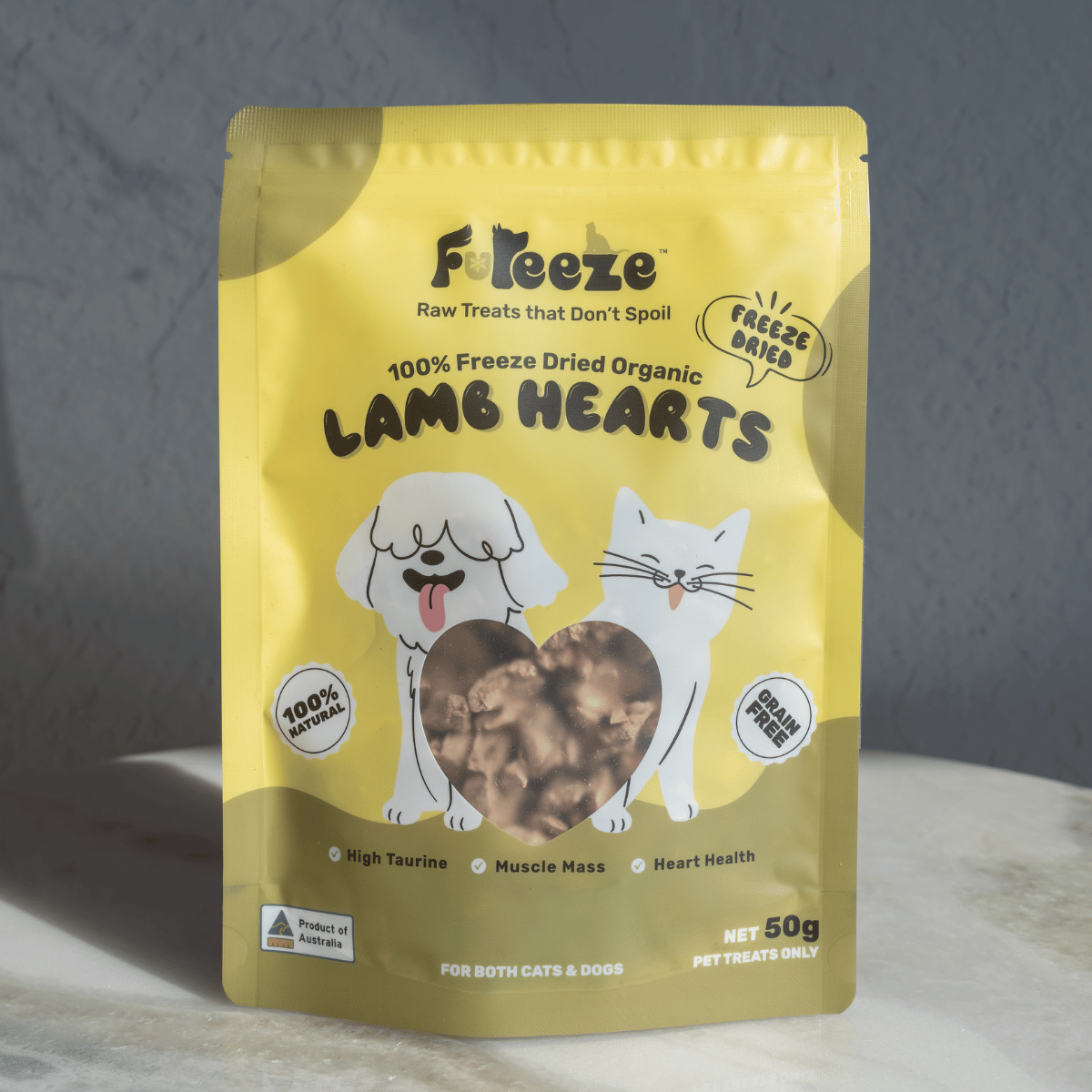 Freeze Dried Organic Lamb Hearts 50g