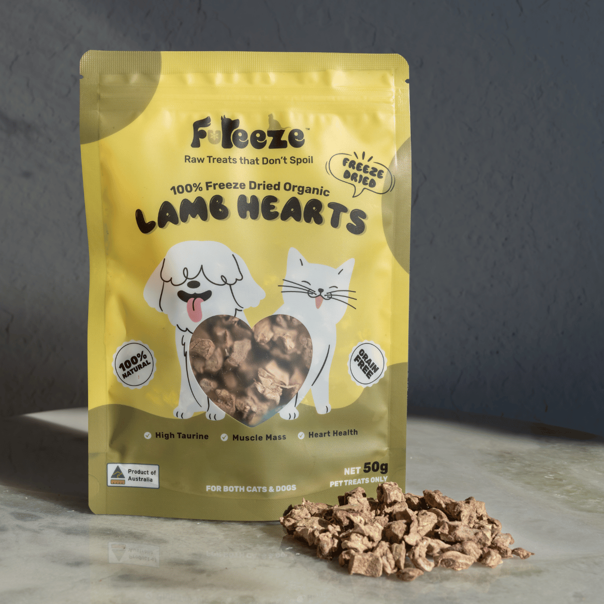 Freeze Dried Organic Lamb Hearts 50g