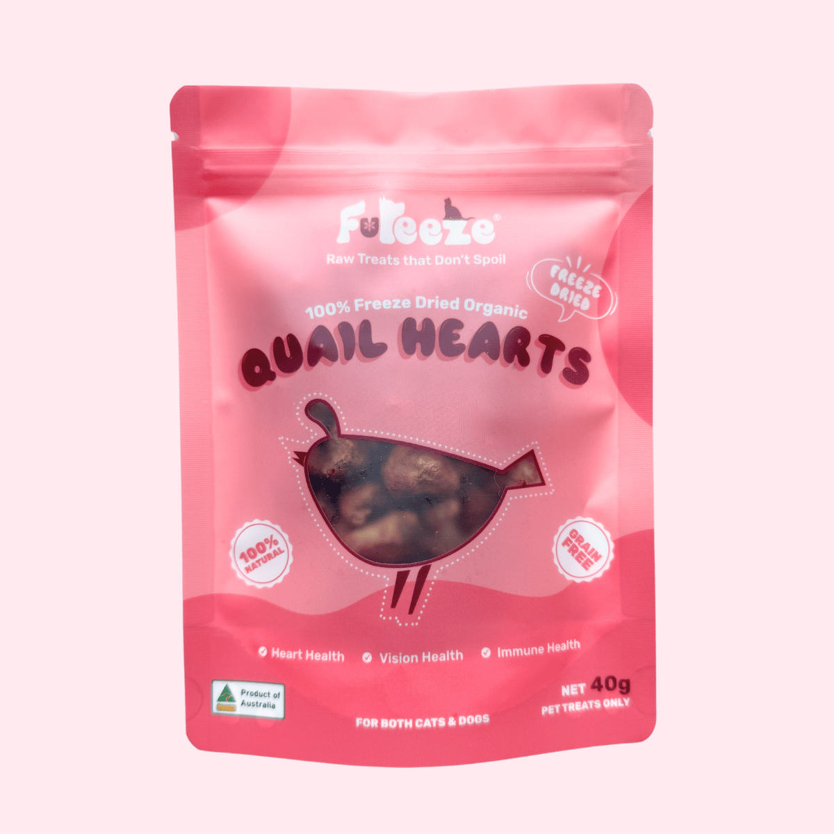 Freeze Dried Quail Hearts 40g