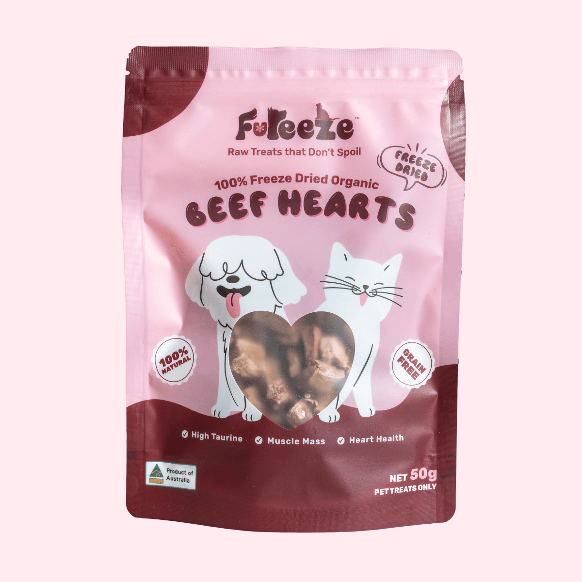 Freeze Dried Organic Beef Hearts 50g